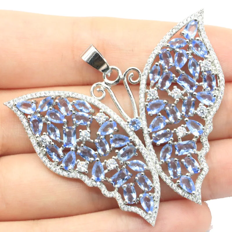 53x34 мм Роскошная большая бабочка 13 5 г искусственный фиолетовый Танзанит CZ