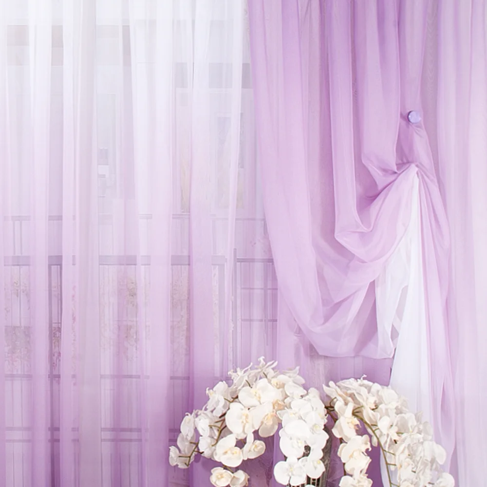 Современный готовый комплект штор тюль вуаль омбре занавески для гостиной