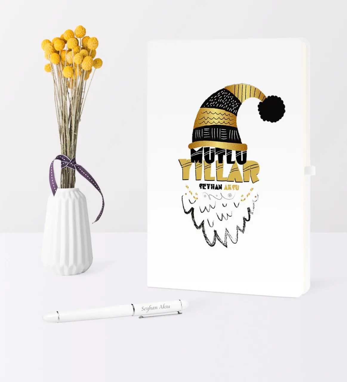 

Personalized Christmas Happy Birthday Themed White Notebook Pen Set-8