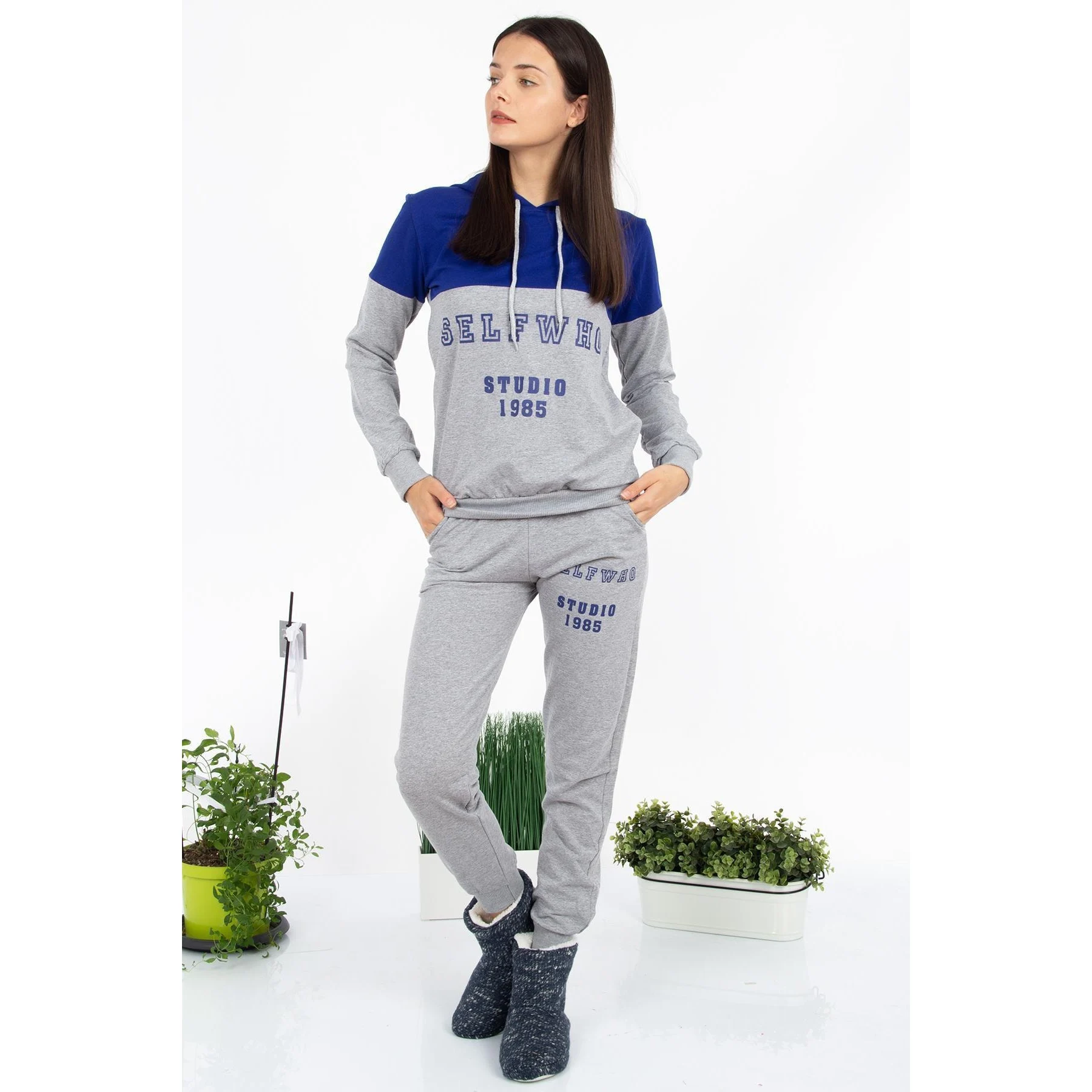 Женский комплект из 2 предметов повседневный теплый спортивный костюм с