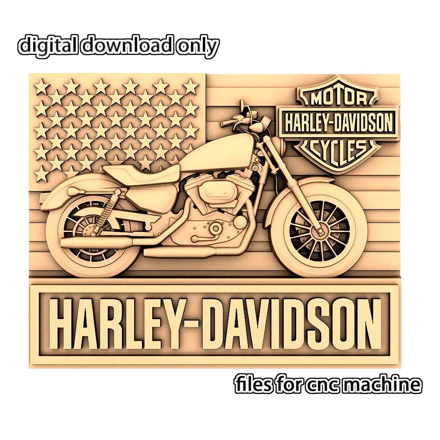 Harley-Davidson файл для ЧПУ STL Model 3D wall art CNC files Desing | Электронные компоненты и