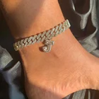 Новый оригинальный бриллиантовый браслет на ногу из кубинской цепи для мужчин и женщин, массивный браслет на ногу, цепочка с кристаллами, модные ювелирные украшения в стиле хип-хоп с надписью