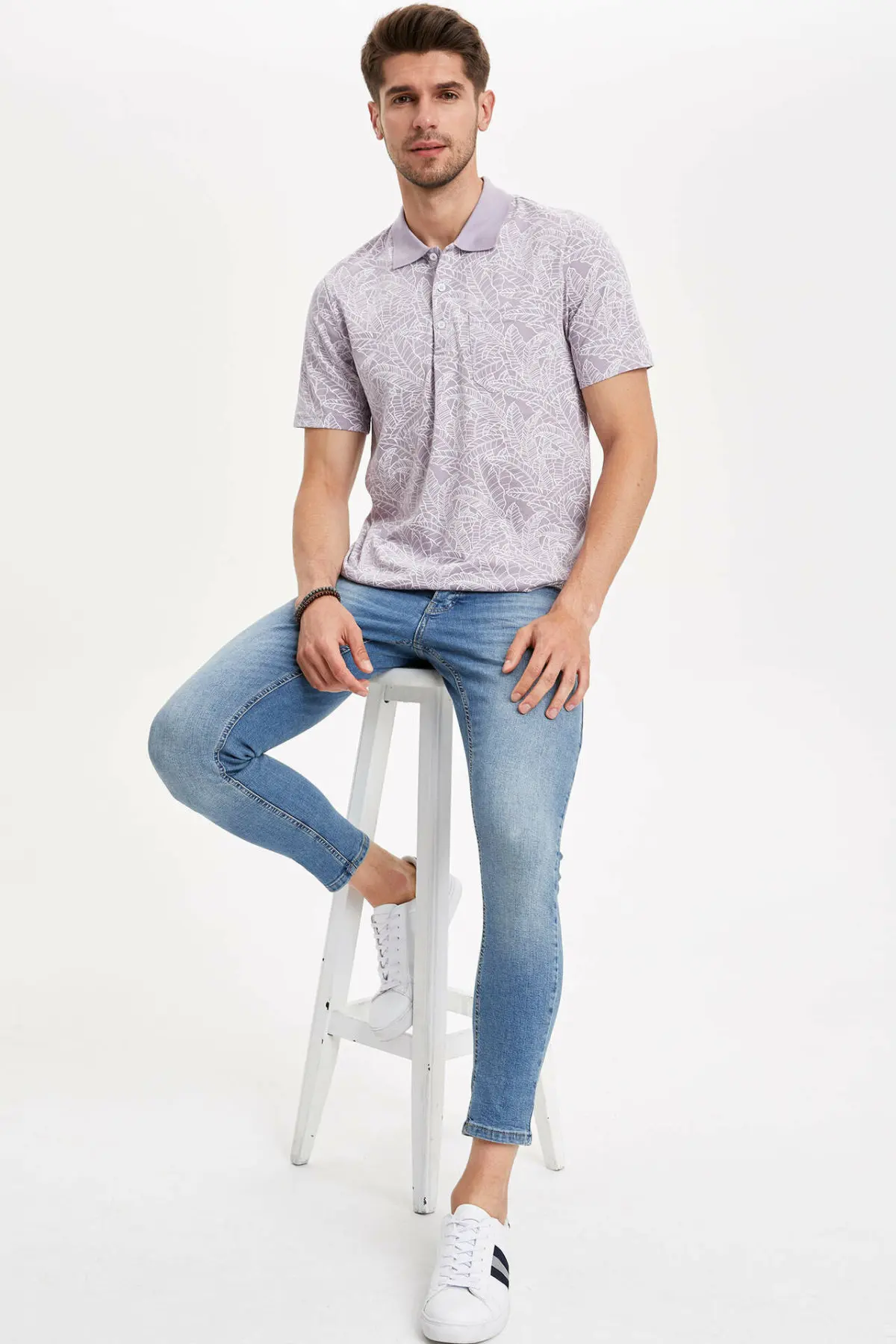 Мужская Повседневная рубашка DeFacto модная с коротким рукавом и принтом