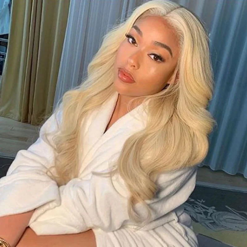 613 блонд волнистые полные парики шнурка предварительно сорвал человеческих