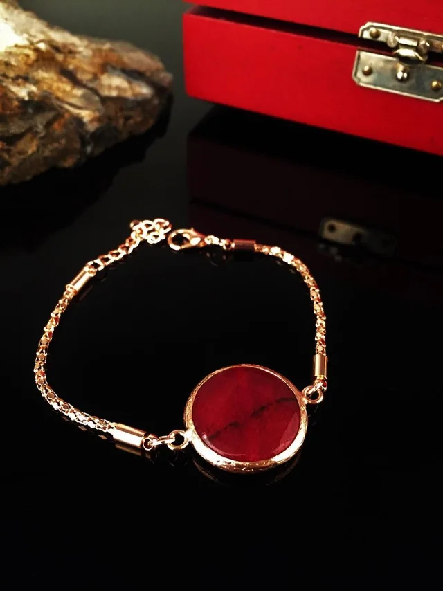 

Dr Stone Natural Stone Women 'S Rose Gold Plated Agate Stone Bracelet KRB 372888146