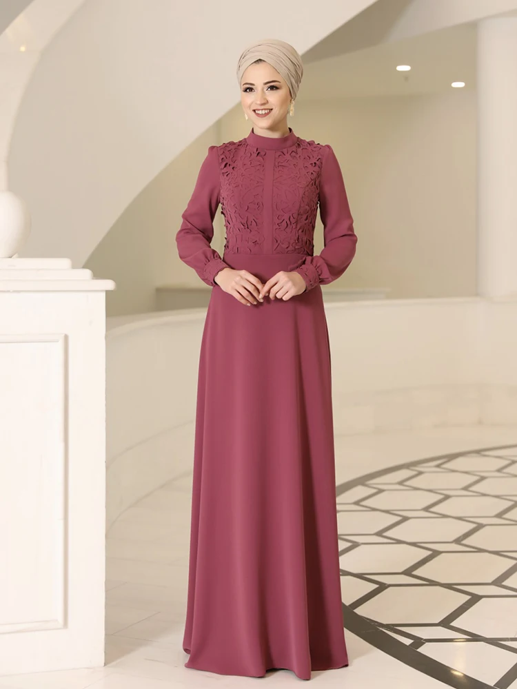 Длинное женское платье-хиджаб с лазерным выжиганием, креп-ткань нового сезона, Высококачественная Турецкая мусульманская исламская одежда