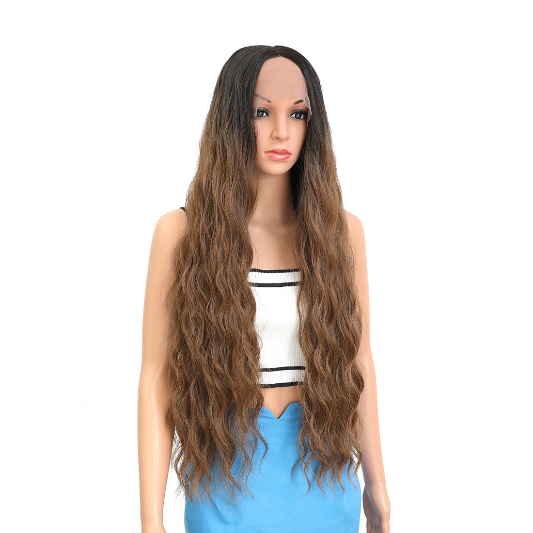 Парики для невесты с волнистыми волнами Женские синтетические парики длинные