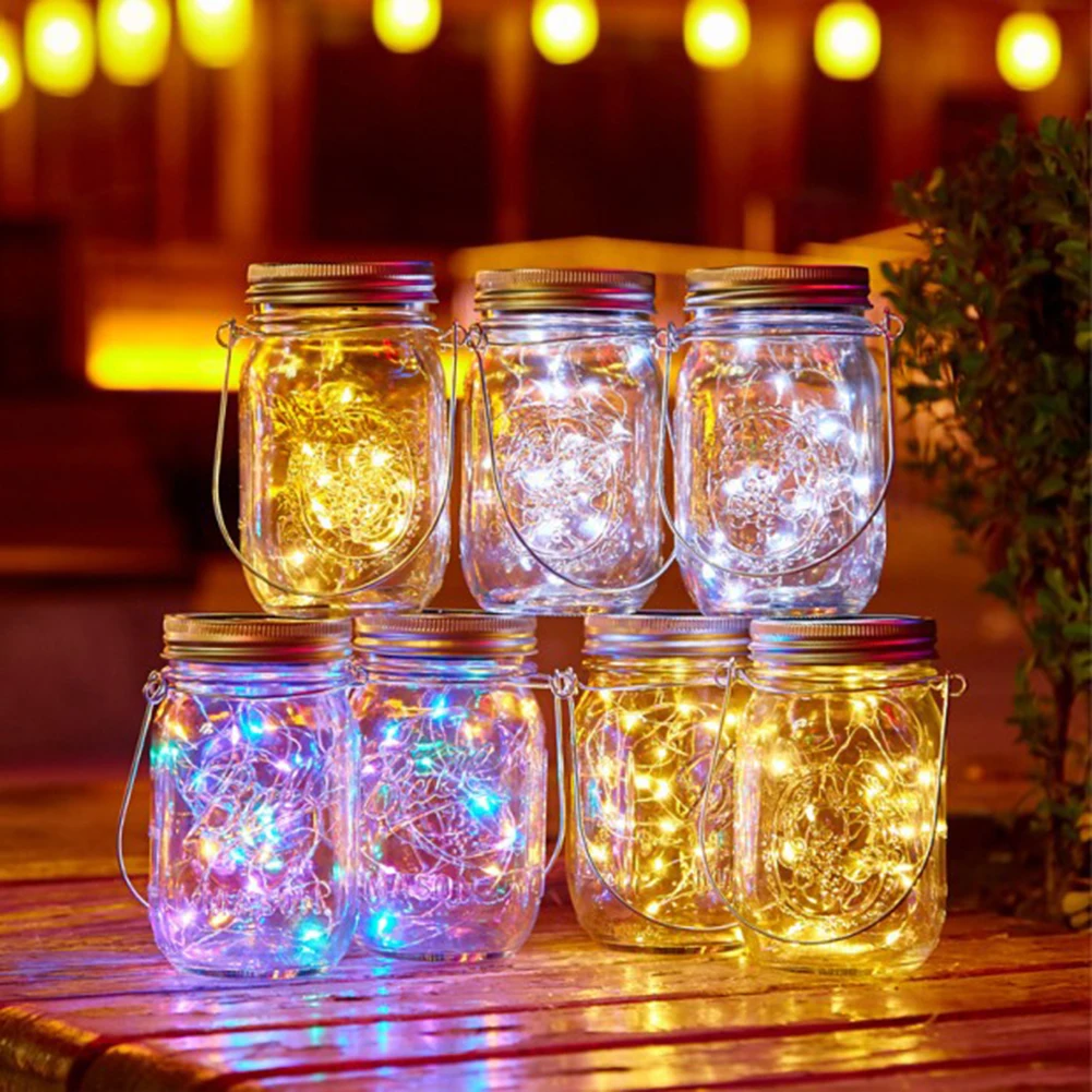 

1/2m LED Fairy Light Solar Mason Jar Lights Outdoor Party Wedding Garden Decor Lamp Solar Jar Lid Light 10/20 LED Solar Panel