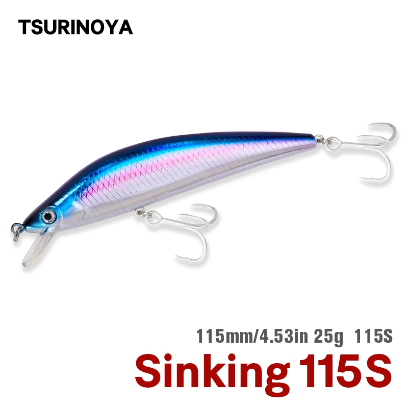 Тонущая рыболовная приманка TSURINOYA в форме гольяна DW56 115 мм 25 г набор из 3 приманок