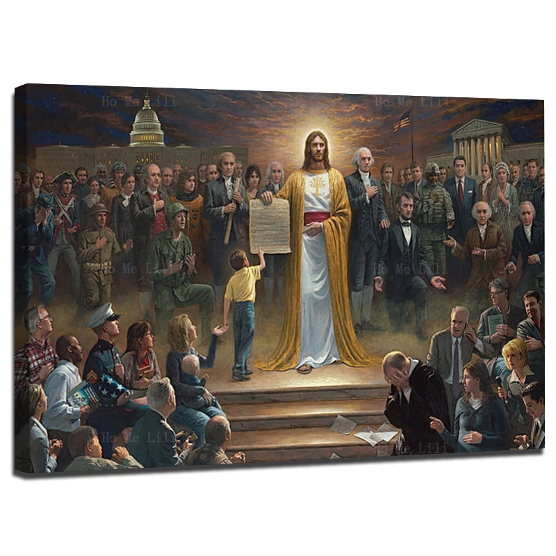 

American Jesus And Religion Of The State Christian Canvas Wall Art By Ho Me Lili For Livingroom Bedroom Home Decor