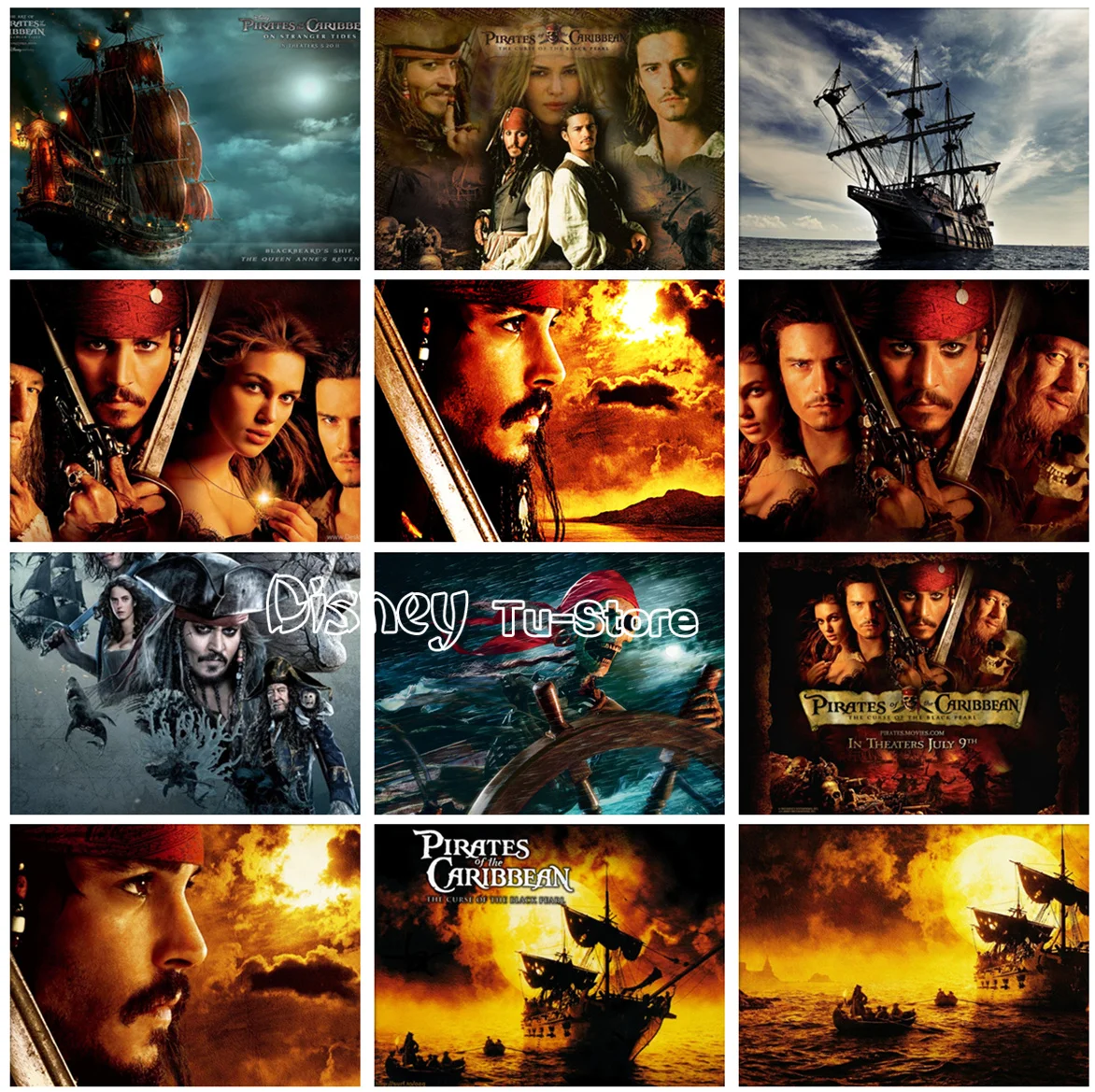 

5d Diy Diamond Painting Disney Movie Poster Pirates Of The Caribbean Mosaic Embroidery Cross Stitch Full Diamond Home Decor