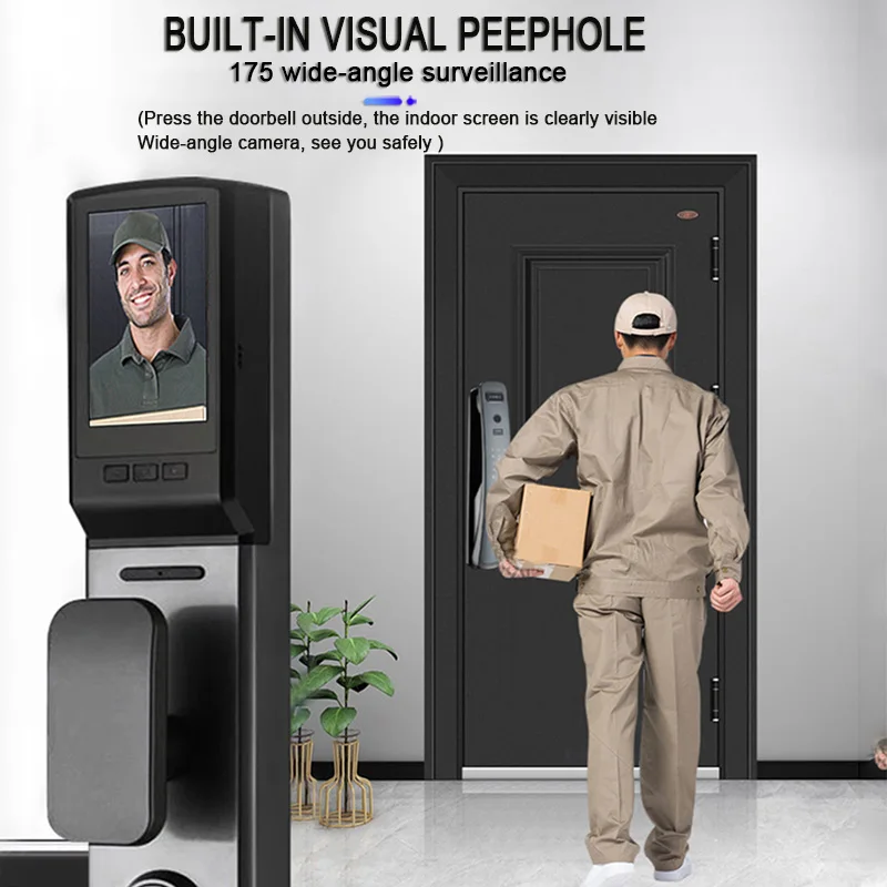 Дверной смарт-замок 3D биометрический с поддержкой разблокировки по лицу и камере