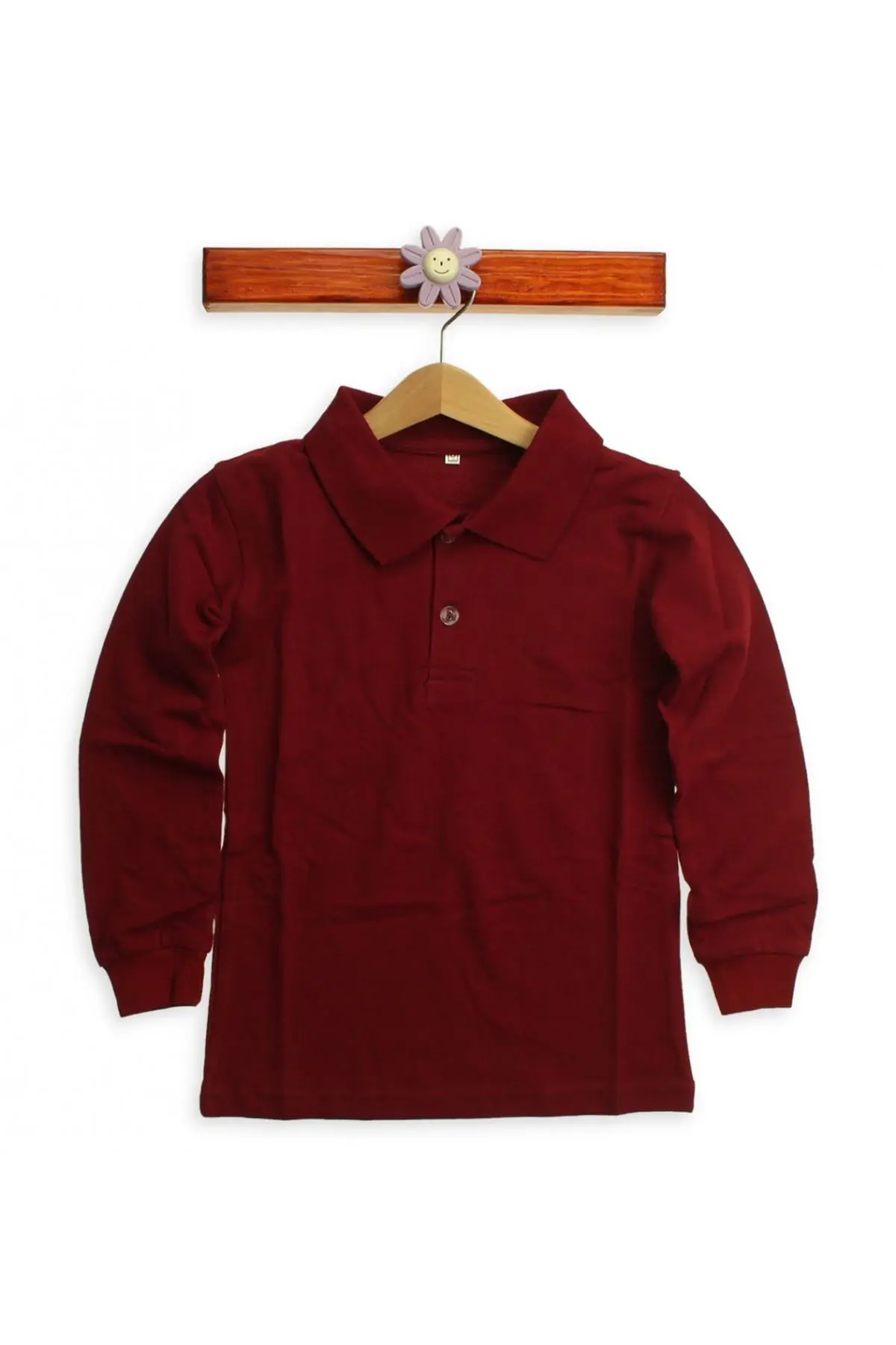 Хлопковая детская Базовая футболка поло с бордовым воротником|Тройники| |