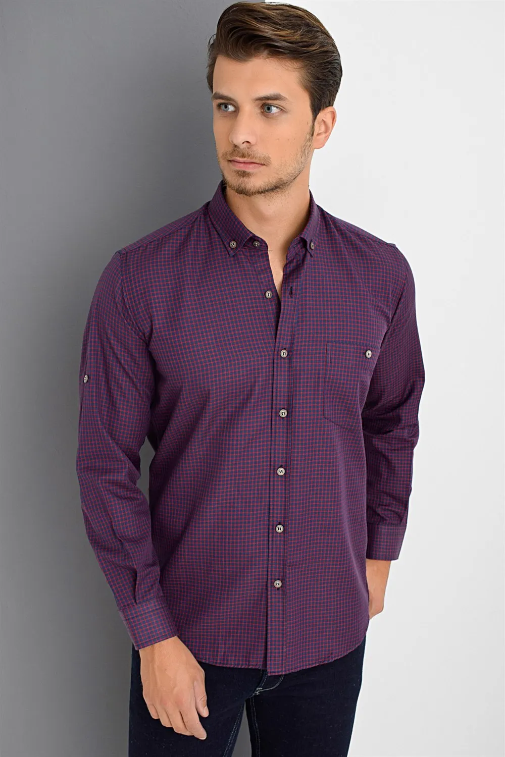 Рубашка G670 DEWBERRY Бордовая|Повседневные рубашки| |