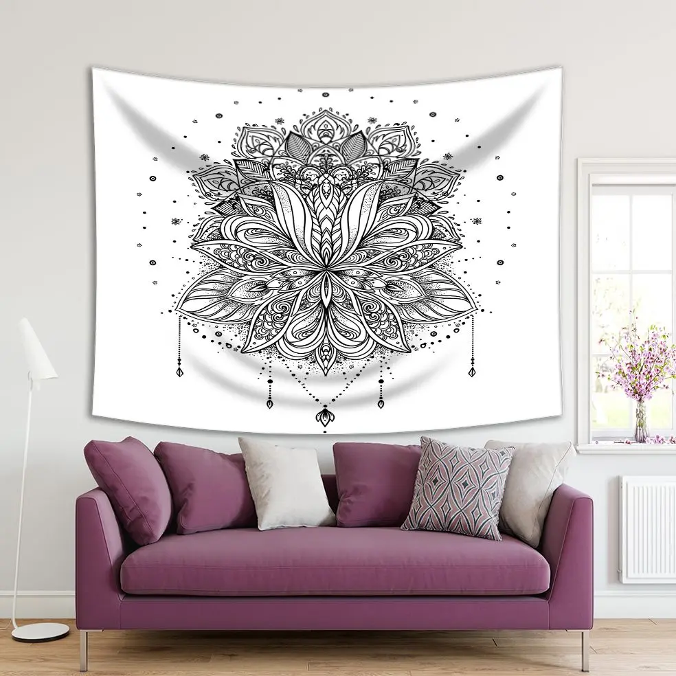 Гобеленовые декоративные цветы лотоса узоры Пейсли Бохо и магический символ