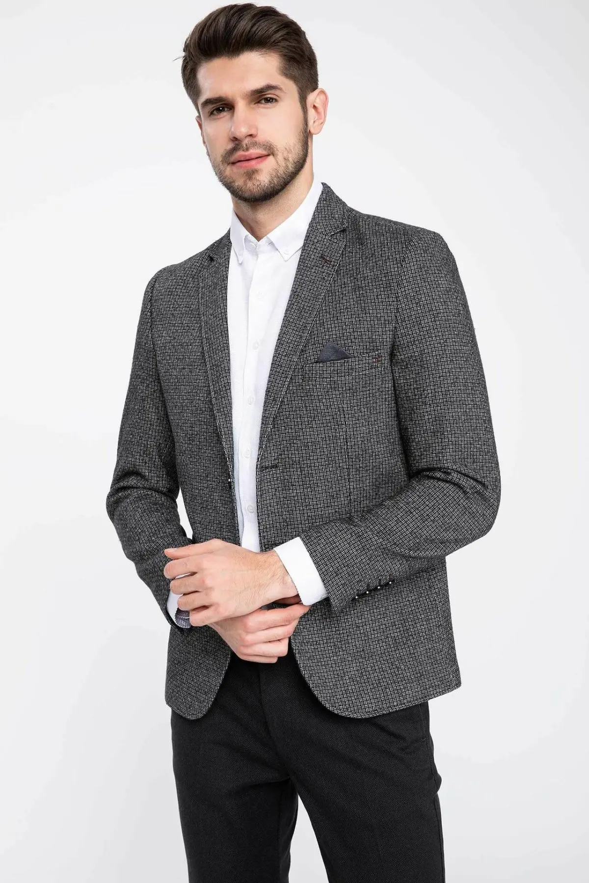 DeFacto модный бренд мужской блейзер с лацканами мужские официальные однотонные