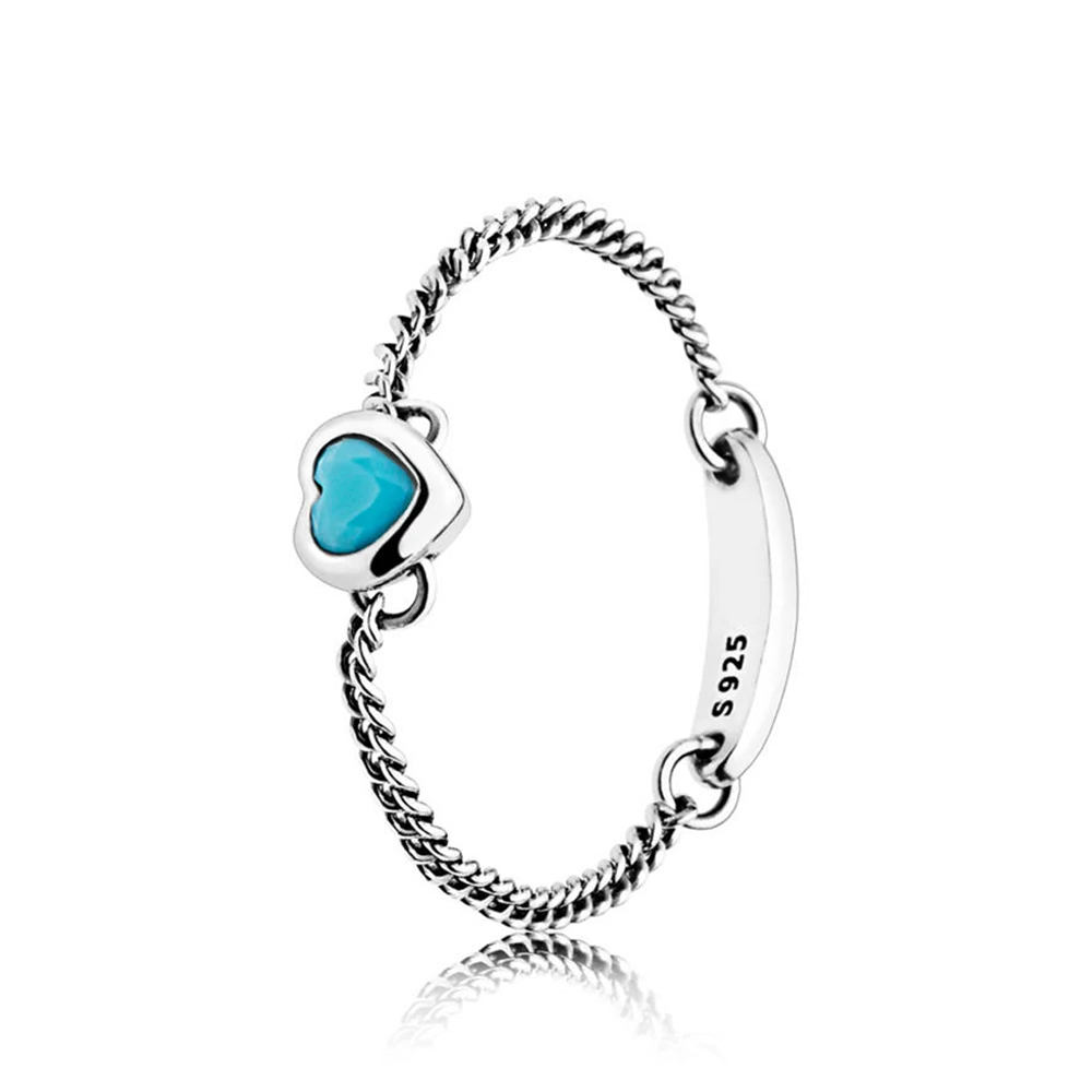 2021 Новая мода 100% S925 кольцо из стерлингового серебра с голубым розовый камень в