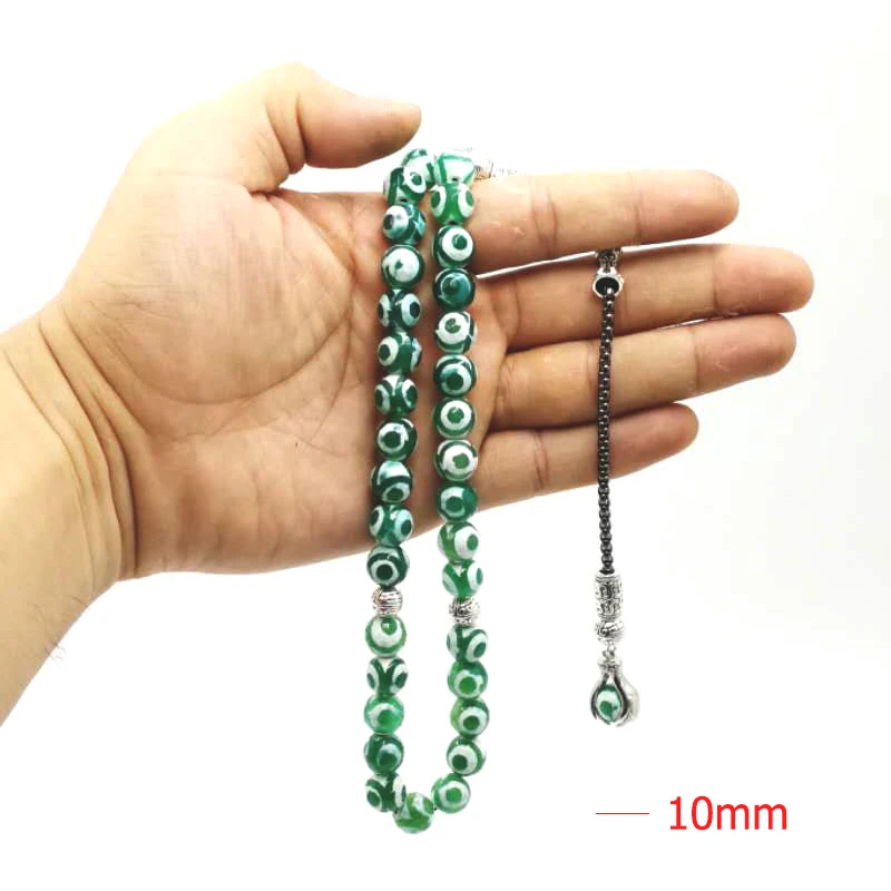 Натуральные глаза Агаты tasbih с мусульманскими бусинами 33 66 99 камень