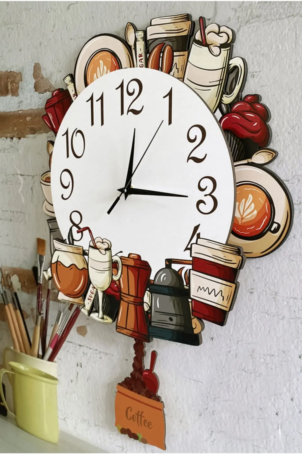 

Gift Cocktail 3d Design Swinging Pendulum Wall Clock gift home kitchen office decorative wall clock