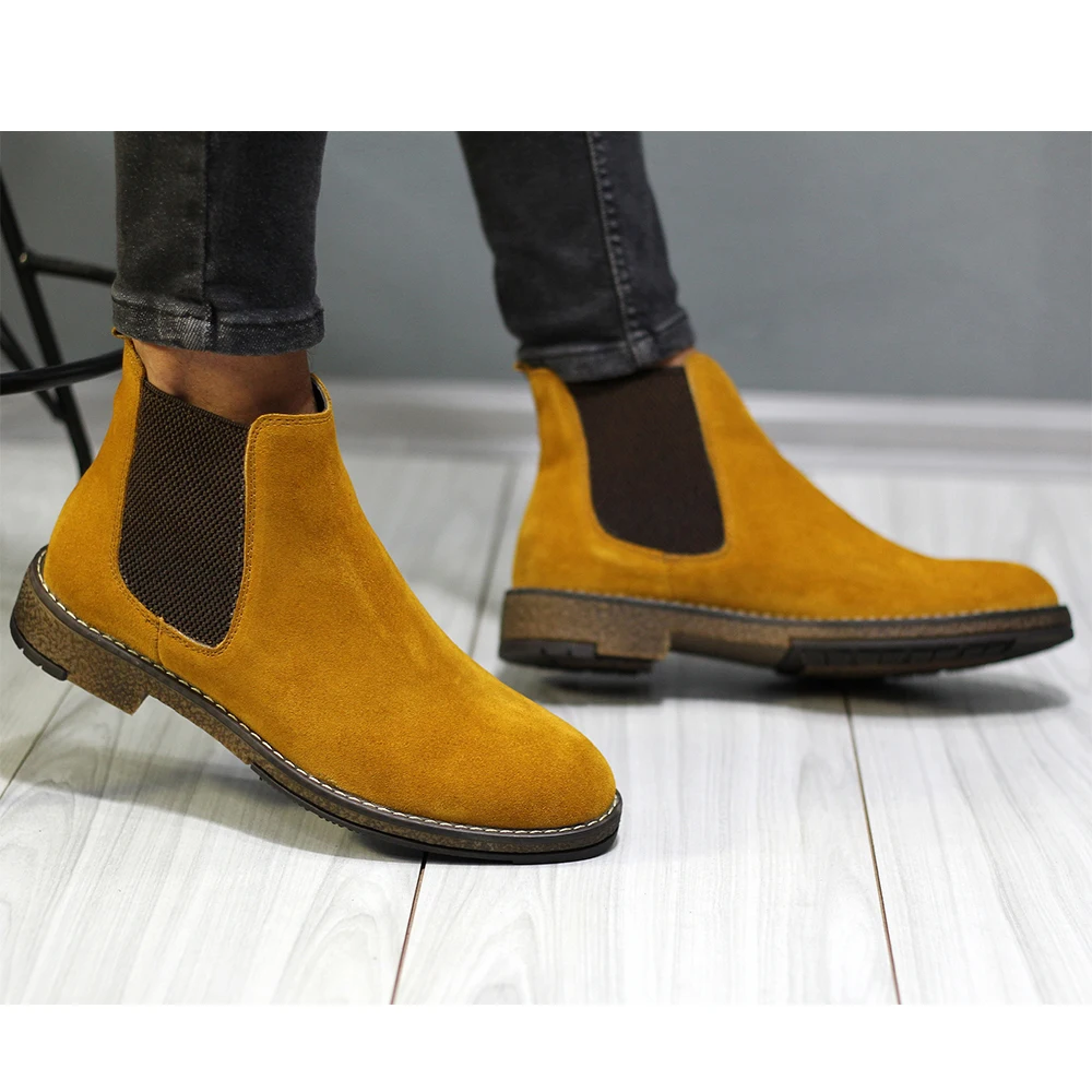 

Minea Men's Boots Genuine Leather Winter Snowskin Super Warm Outdoor Men's Hiking Boots Work Shoes Breathable Safety Comfortable Quality Ankle Boots Fashion Shoes Motorcycle Military Combat Boots Band Mustard 2555