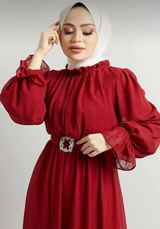 

Женское платье с изогнутыми камнями, мусульманская модная одежда