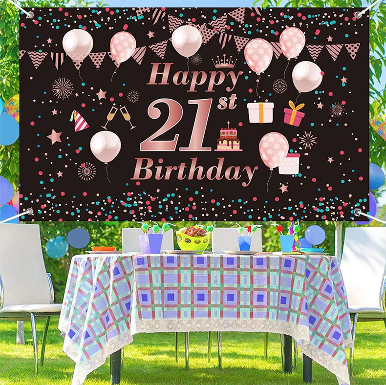 21th баннер на день рождения с фон официальная одежда для мальчиков и девочек