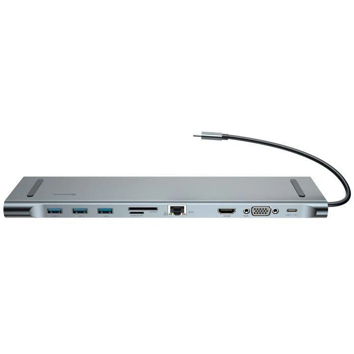 USB-концентратор Baseus Enjoyment Series Type-CNotebook (PD/HD4Kx2/VGA/RJ45/SD/TF/USBx3/Adapter) серый | Электроника
