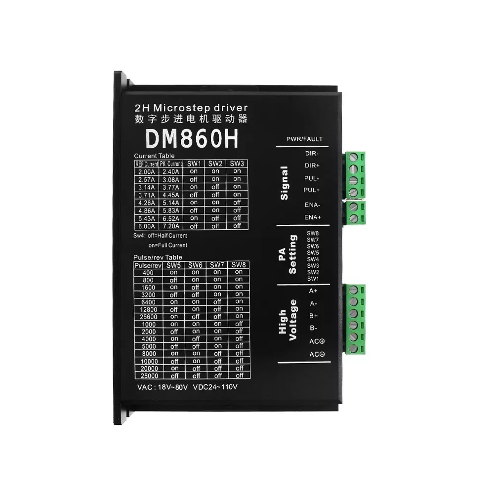 

Motor Drive Controller Dm860 Dm860H Drive 24~80V Dc 7.2A Suitable For 42 57 86 Stepper Motor Nema 17 Nema 23 Nema 34