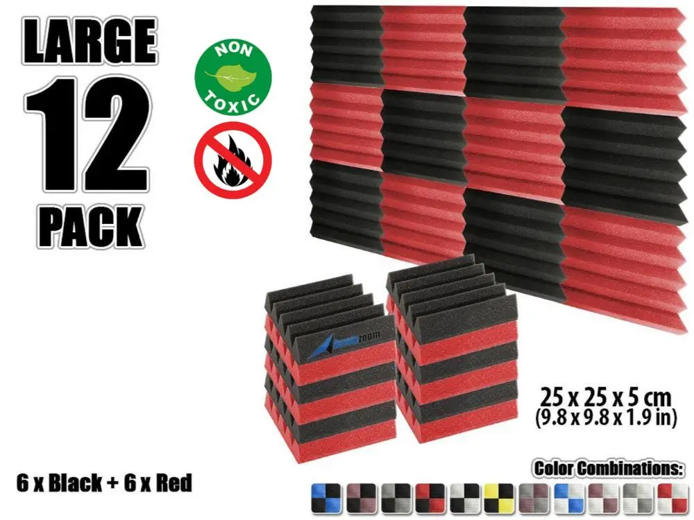 Black and Red Arrowzoom 12 шт. 9," x 9,8" x 1," Цветная комбинация клиновая плитка студия Звукопоглощающая Панель акустическая обработка пены - Цвет: Black and Red