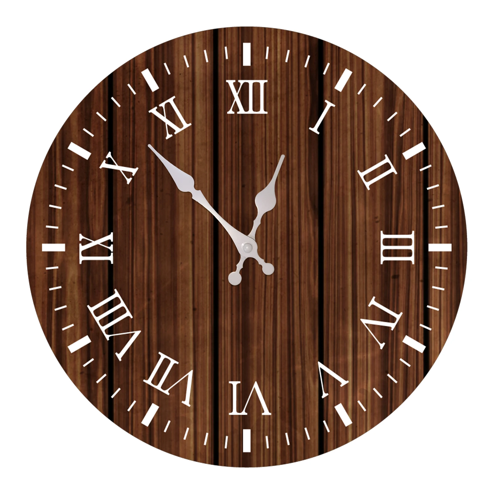 

Round Rustic Country Style Wall Clocks 12 Inch Wooden Wall Clock, Silent Non-Ticking Living Room Bedroom Kitchen Home Decor