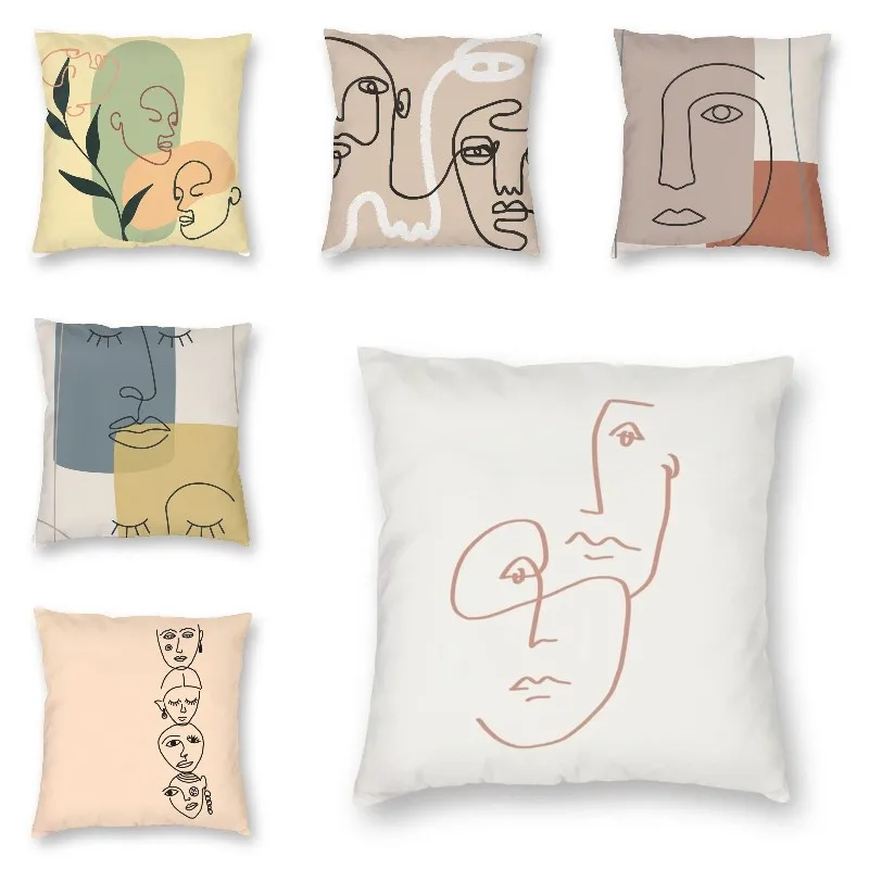 

Abstract Geometric Line Drawing Art Throw Pillow Cover Living Room Decoration Minimalist Emotions Sofa Cushion Cover Pillowcase
