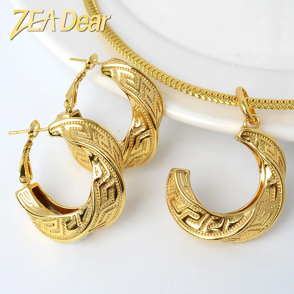 

ZEADear Jewelry Sets Fashion Copper "C" Shape Hot Sale Earrings Pendent Necklace For Women Bridal Wedding Party Anniversary