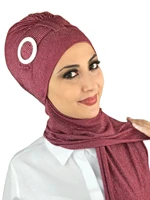 new islamic fashion muslim hijab lady 2021 trend single size beanie ready shawl scarf buckle burgundy buckled bone