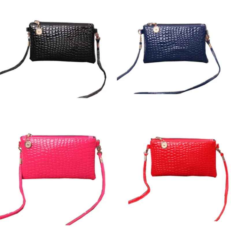 Модная мини сумка кожаная женская на плечо модная молнии с крокодиловым узором