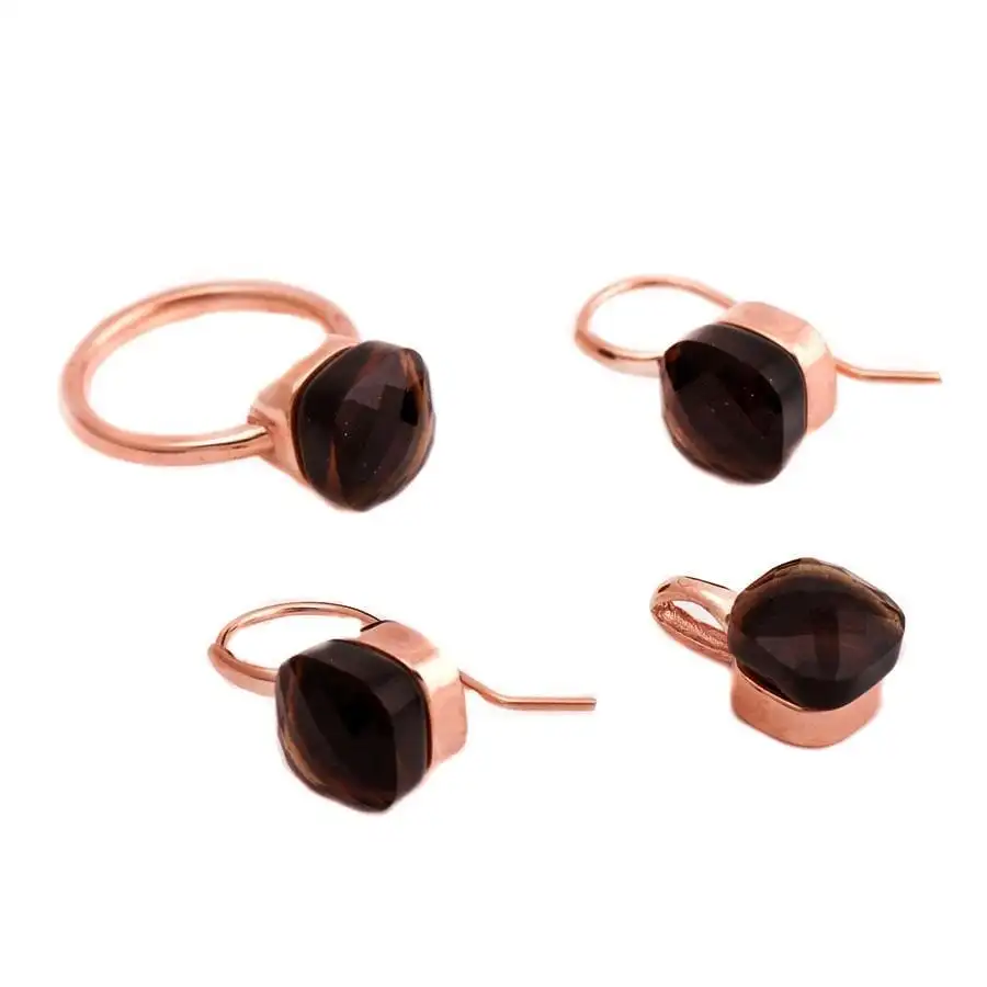 

Topaz Zircon Rose Silver Set 1417 ручной работы набор серебряных украшений