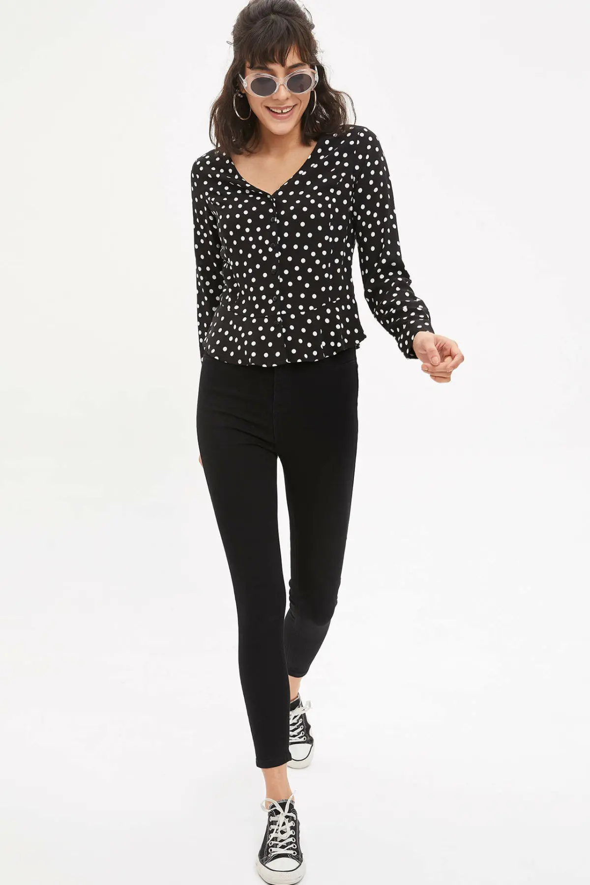 Женские джинсовые брюки DeFacto повседневные облегающие джинсы черного синего