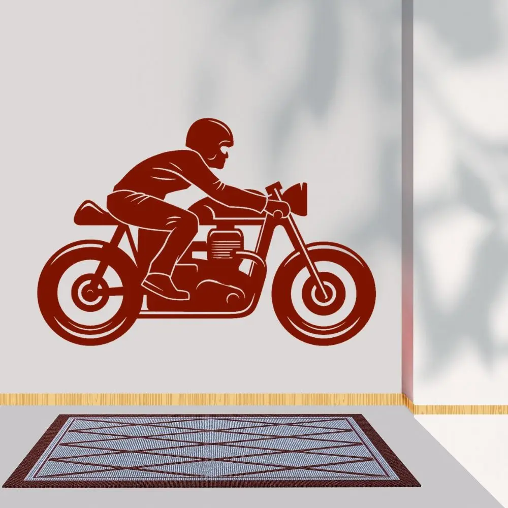Man Riding Motorcycle Silhouette Sticker Decal Art Home Bedroom Vinyl Removable Decoration A001377 | Дом и сад