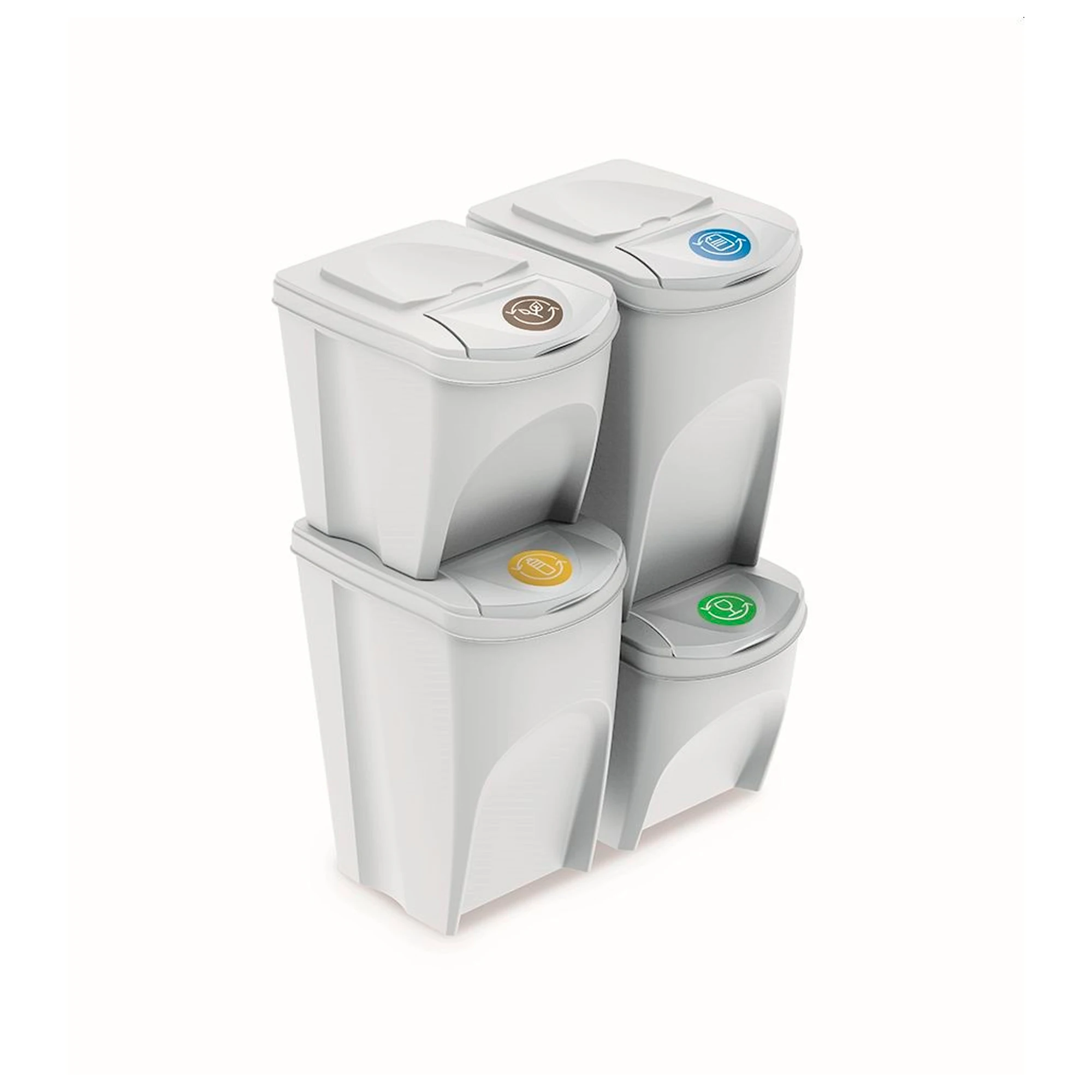 Набор из 4 контейнеров для мусора/рециркуляции 120L (2x35L и 2x25L) пластиковый