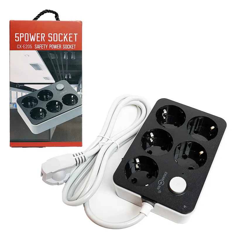 Фильтр сетевой CX-E205 Safety Power Socket 5 розеток (Серый) |