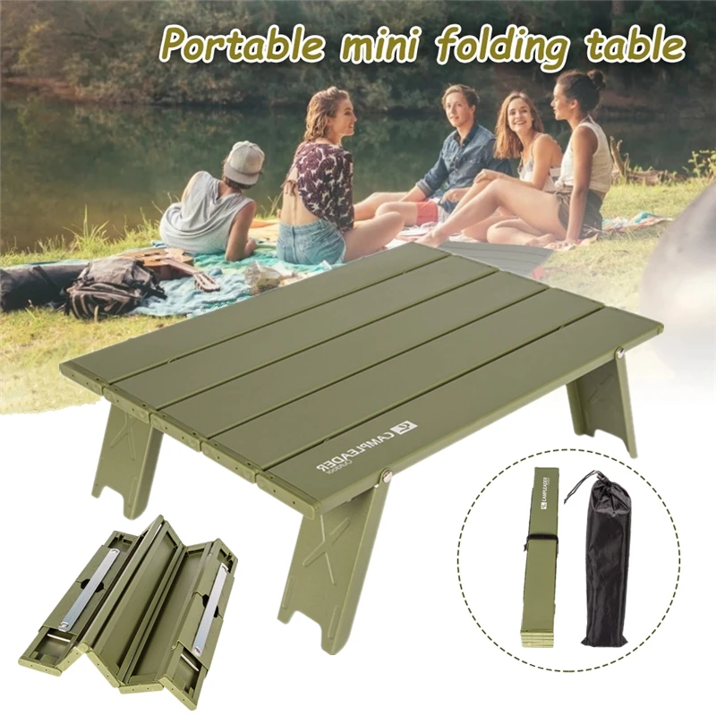 

Outdoor Mini Portable Folding Table Aluminum Alloy Table Army Green Foldable Picnic Camping Table