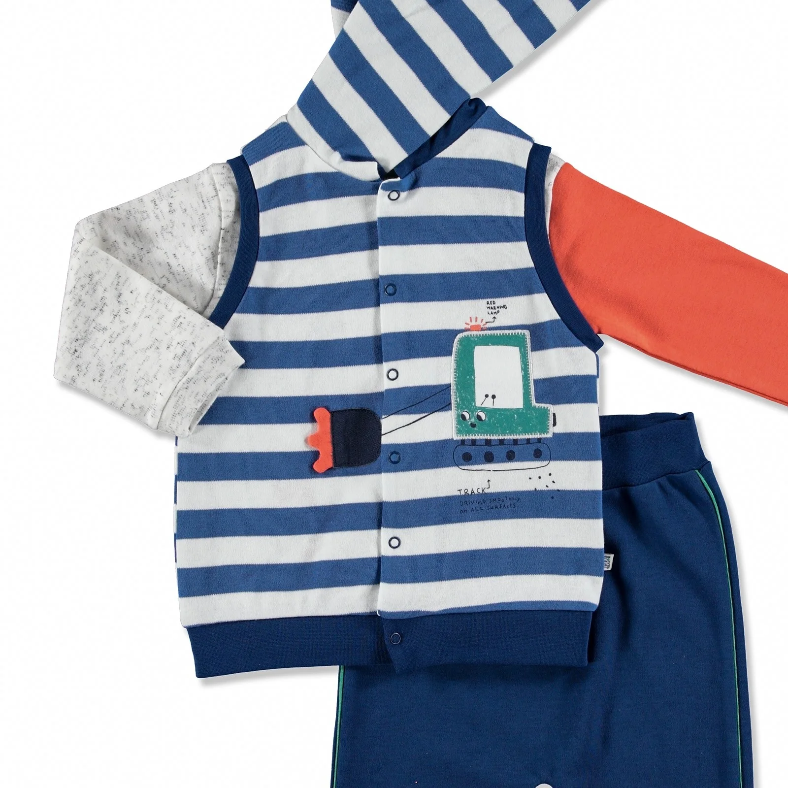 ebebek Mymio Summer Baby Boy Scoop Sweatshirt Vest Pant 2 pcs Set |