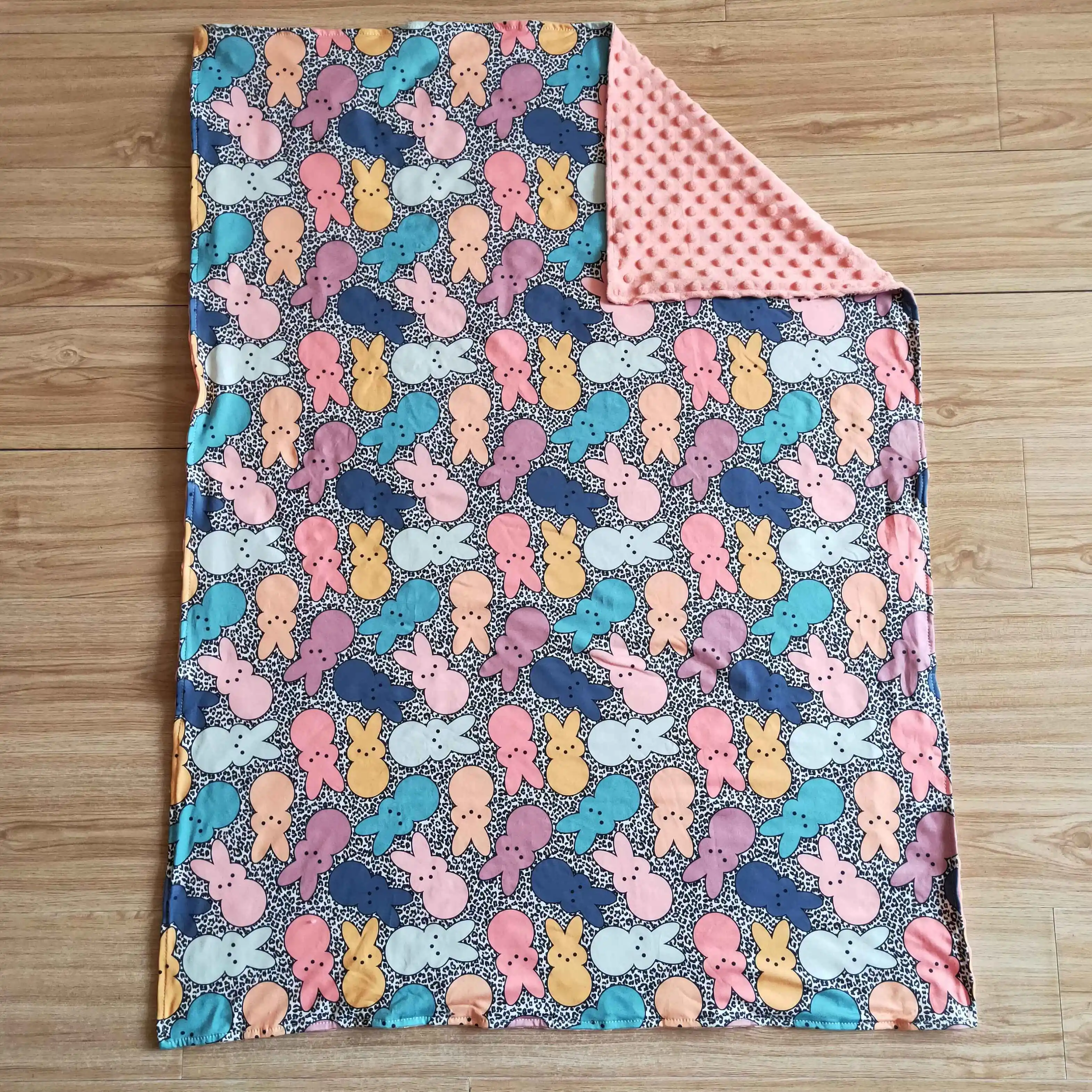 

Baby blankets for newborns easter pink bunny leopard comfortable soft baby blanket new design boutique baby blanket cotton
