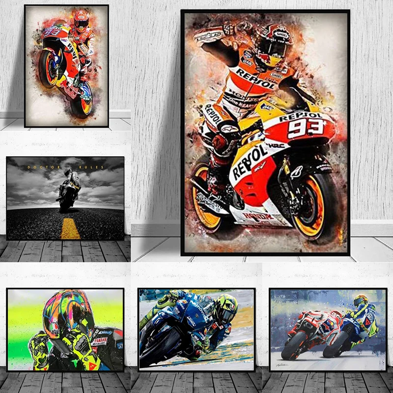 

Street Pop Art Home Decor Posters And Prints For Living Room Graffiti Motorcycle Racer Canvas Painting Wall Art Home Decor