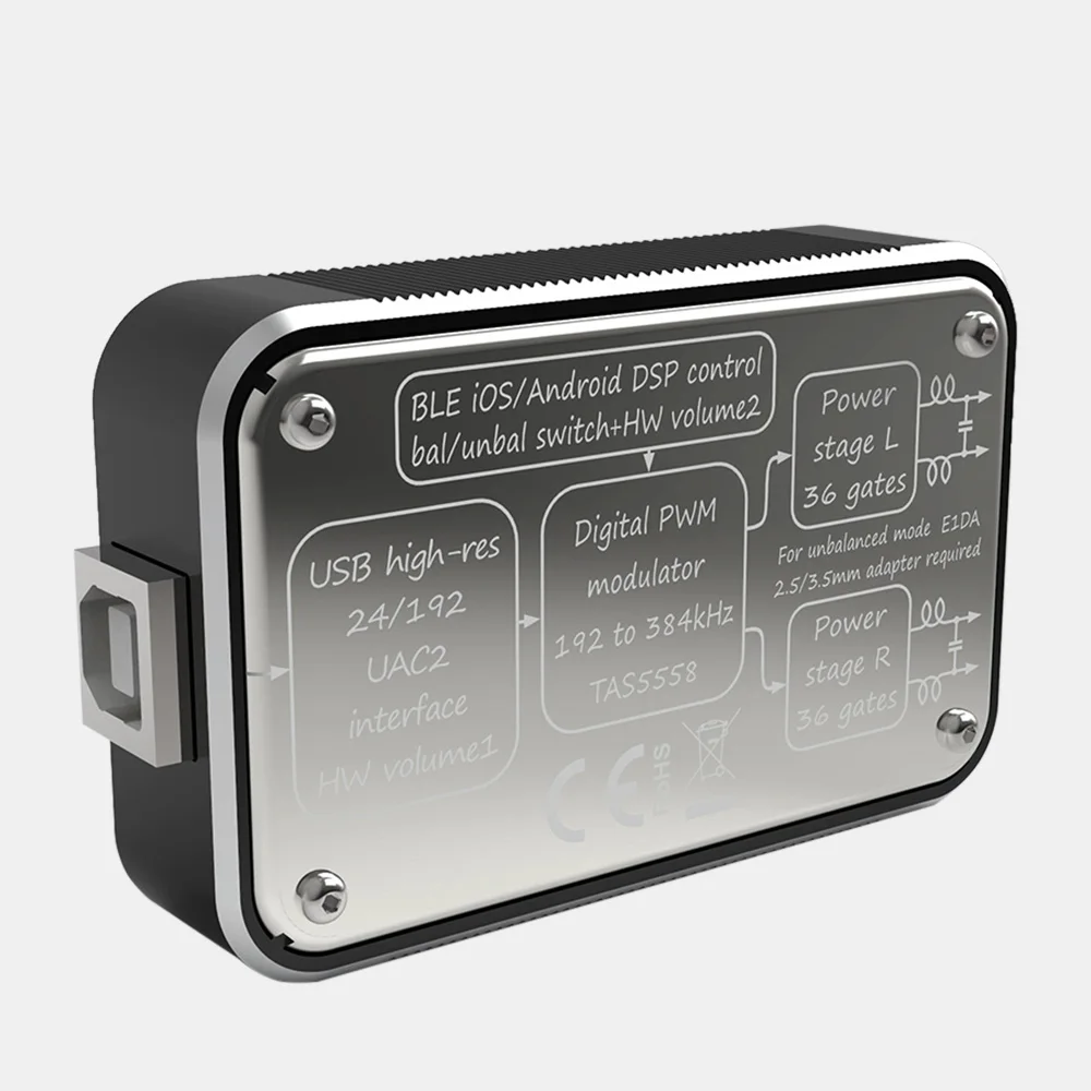 Фото E1DA Power DAC V2.1 Усилитель для наушников с адаптером 2,5/3,5, тип B к кабелю PEQ DSP BLE ЦАП №4
