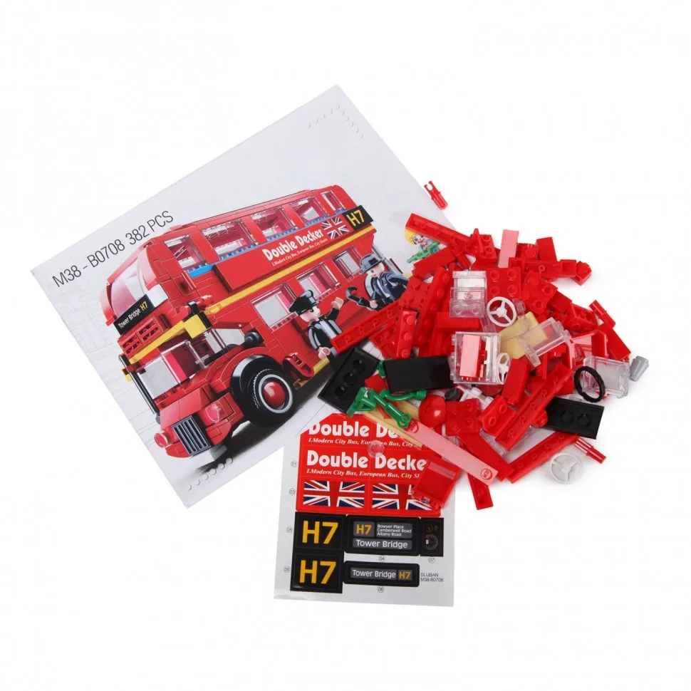 Конструктор SLUBAN Классический транспорт Лондонский автобус M38 B0708|Блочные