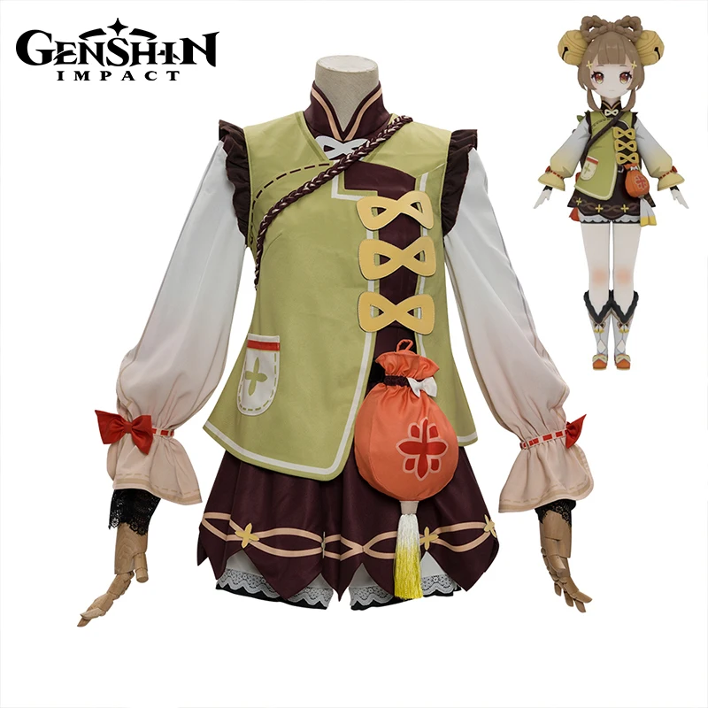 

Genshin Impact Yaoyao Cosplay Costume Lovely Dress Halloween Outfit Full Set геншин импакт геншин