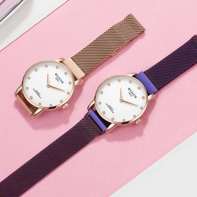 

WLISTH 2021 Fashion Ladies Quartz Watch High Quality 6mm Movement Ins Net Red Rose Gold Waterproof Business Ladies Magnet Buckle