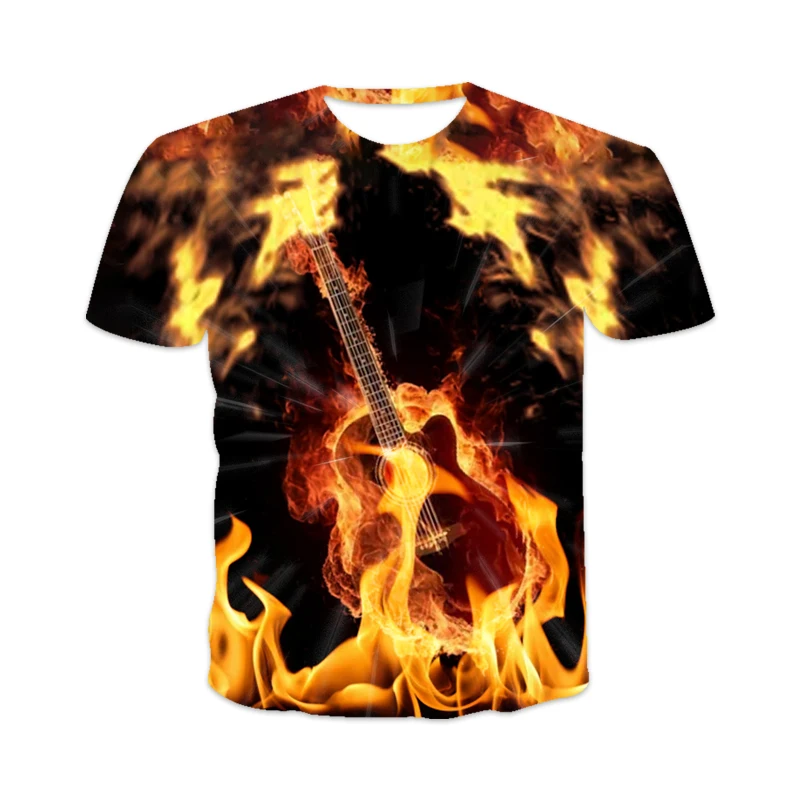 

Summer best-selling O-neck men's T-shirt oversized loose men's T-shirt short sleeve mixed flame pattern printing