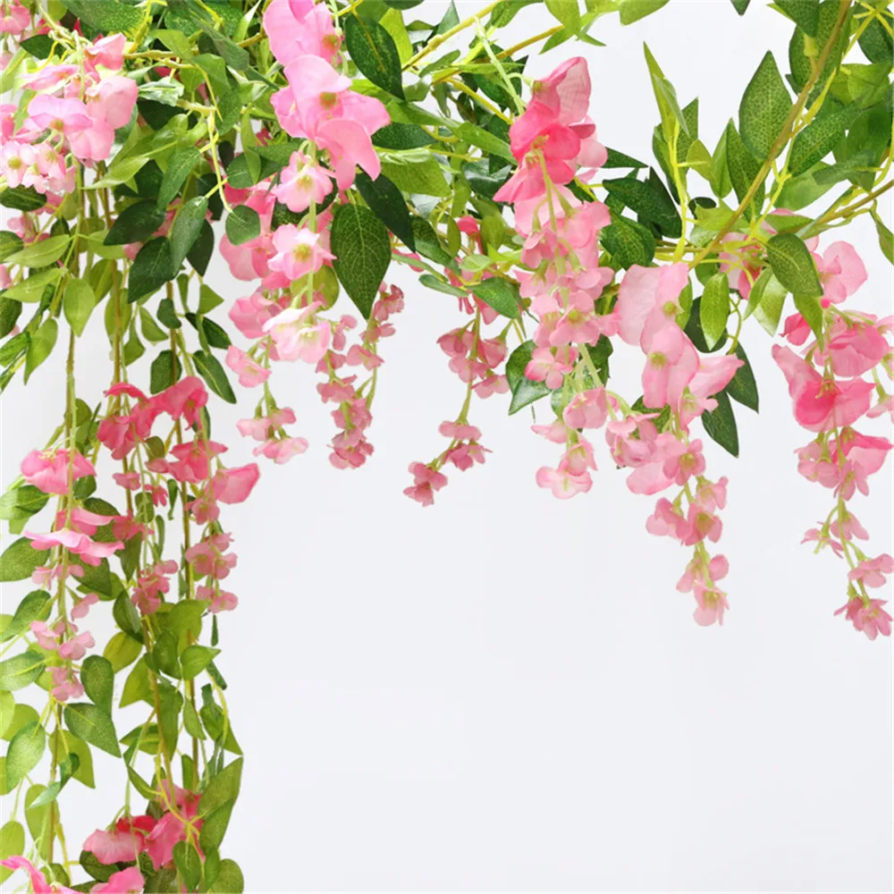 2M Wisteria Artificial Flowers Vine Ivy Plant Fake Tree Garland Long Rattan Hanging Flower Wedding Decor Outdoor Arch | Дом и сад