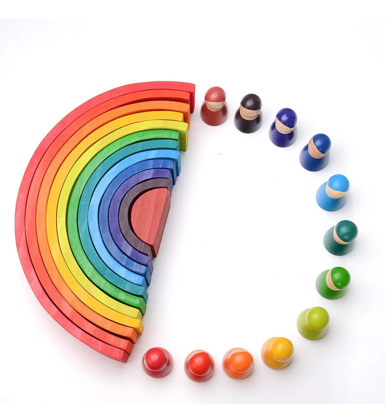 Большая деревянная радуга пирамидка конструктор из строительных блоков